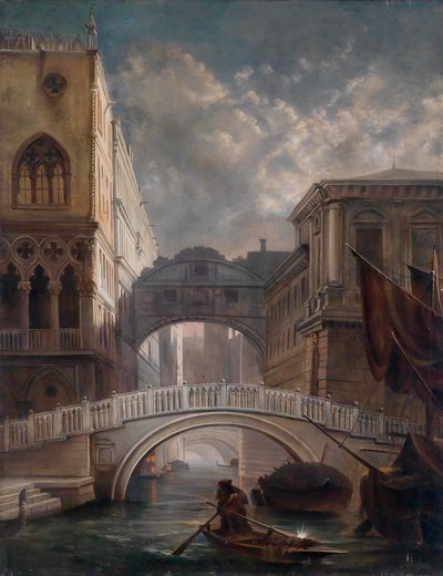 The Bridge of Sighs in Venice by Moonlight by circle of Friedrich Nerly